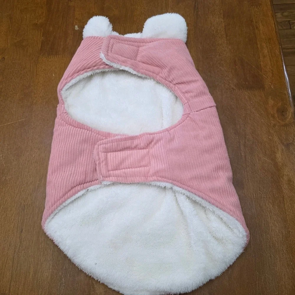 Pawsitively Fun Pink Corduroy Sherpa Lined Pet Dog Jacket Warm‎ Cozy Size L
